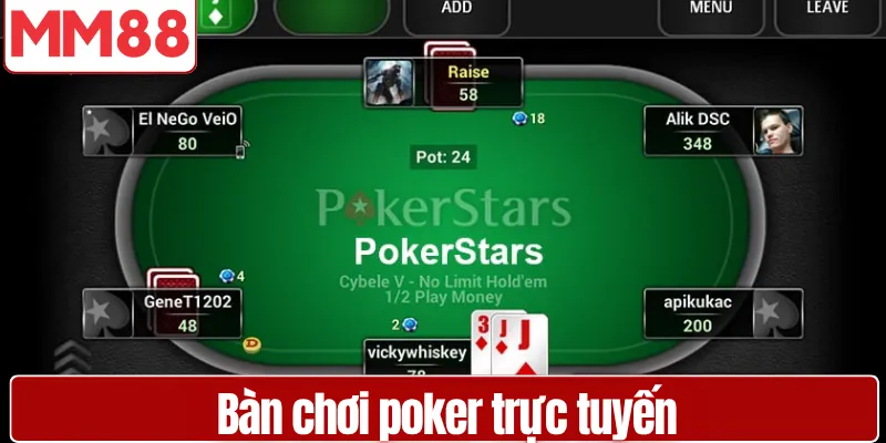 Game Bài MM88 Sảnh Giải Trí Đổi Thưởng Hấp Dẫn Bàn chơi poker trực tuyến với giao diện chuyên nghiệp