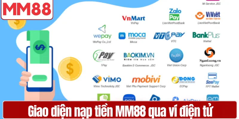Nạp Tiền MM88 An Toàn Nhanh Chóng Nhận Ưu Đãi Cao Giao diện lựa chọn phương thức nạp tiền MM88 trên hệ thống