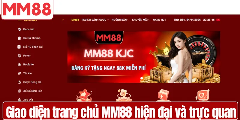 Giới thiệu MM88 uy tín hàng đầu cho người chơi Giao diện trang chủ MM88 hiện đại và trực quan
